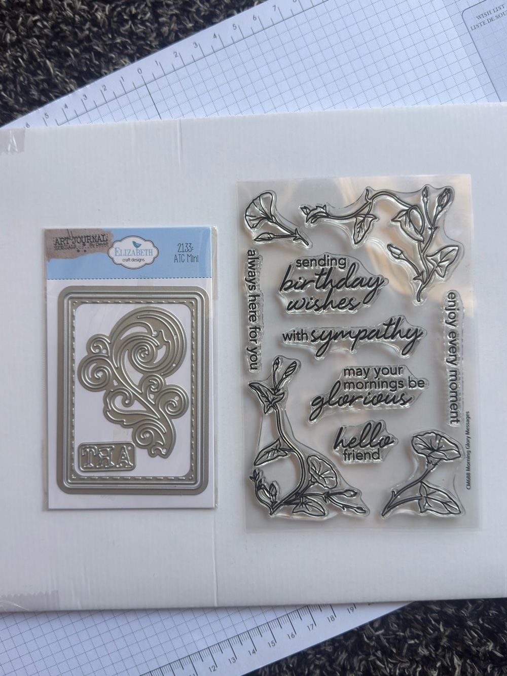 Clear Sentiment Stamp Set + Decorative Die Cuts - Black & Silver